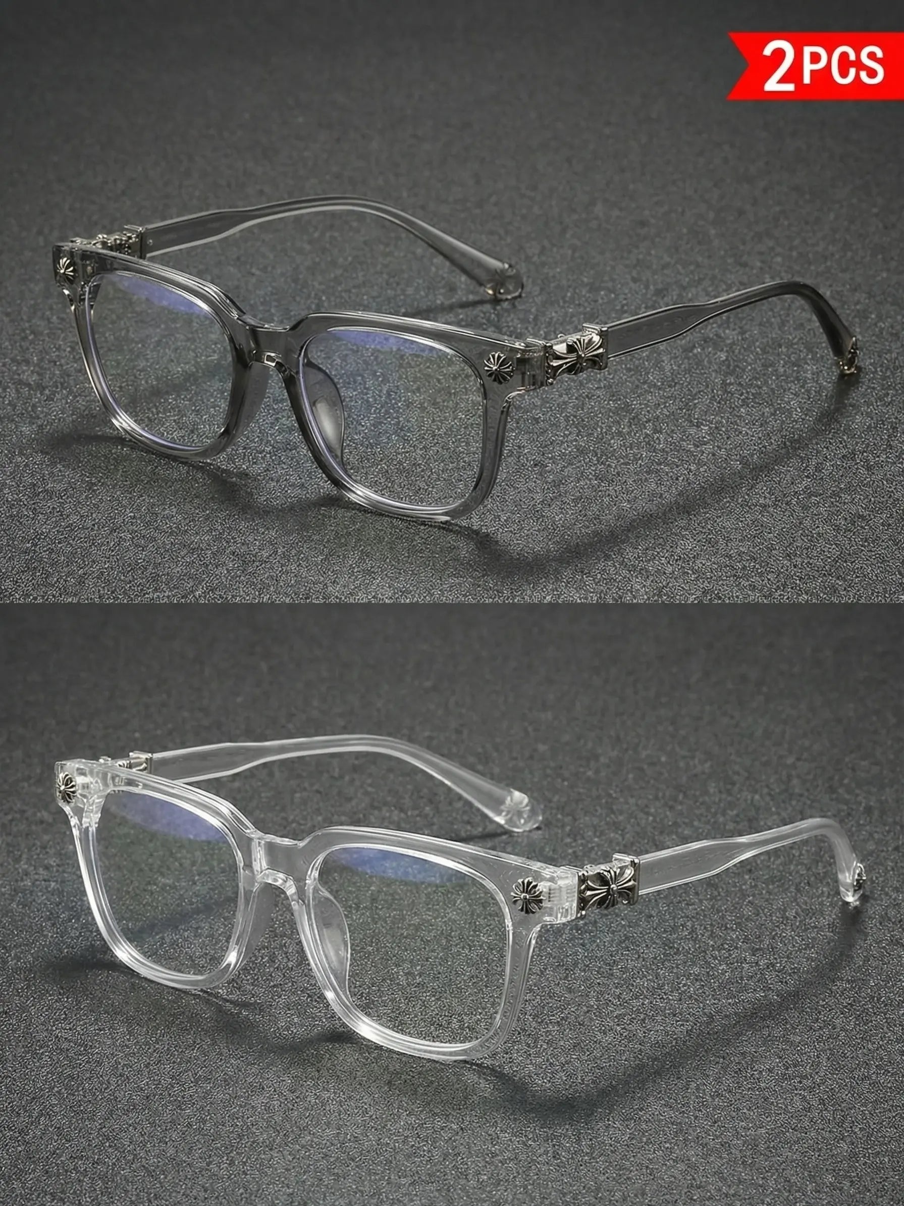Fashion Square Frame Blue Light Glasses, Cross Flower Rivet Design, Ultra-Light Frame, Retro Street Style, Unisex Computer Phone Eyeglasses, Fashionable Frames Glasses
