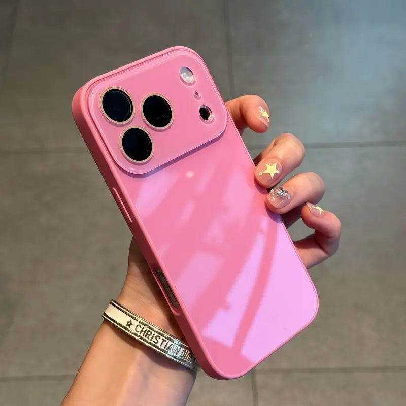 Luxury Crystal Texture Mobile Phone Case, Skin-Feeling Solid Color Mobile Phone Case Suitable for Iphone17/16/15/14/13Promax Series, Solid Color Mobile Phone Protective Cover IPCASE-22