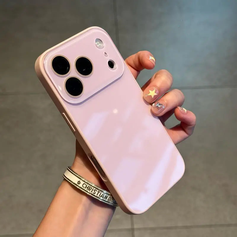 Luxury Crystal Texture Mobile Phone Case, Skin-Feeling Solid Color Mobile Phone Case Suitable for Iphone17/16/15/14/13Promax Series, Solid Color Mobile Phone Protective Cover IPCASE-22