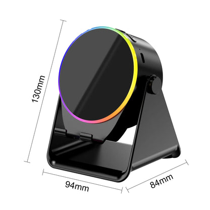 Wireless Induction Audio Speaker Stand, 5In1 Cellphone Holder, 3500Mah Rechargeable Emergency Power Bank,360° Adjustable Mobile Tablet Stand with Colorful Ambient Light Gifts for Men Women